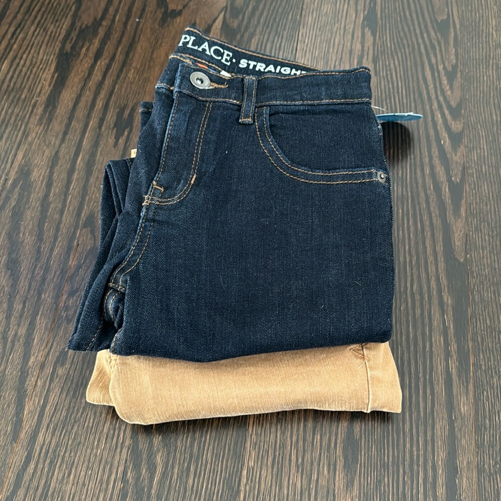 Size 8 dressy jean bundle. Cat and Jack - camel TCP NWT dark blue.